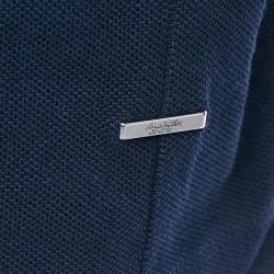 Pre Owned Louis Vuitton Navy Blue Damier Jersey Crewneck T-Shirt M