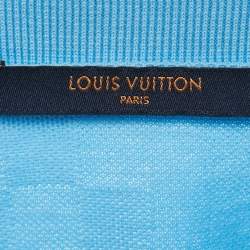 Pre Owned Louis Vuitton Blue Damier Pique Polo T-Shirt XL