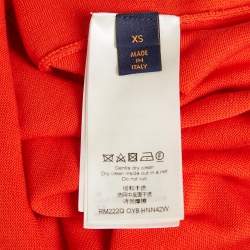 Pre Owned Louis Vuitton Red Pin Logo Embroidered Cotton T-Shirt XS