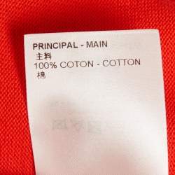 Pre Owned Louis Vuitton Red Pin Logo Embroidered Cotton T-Shirt XS