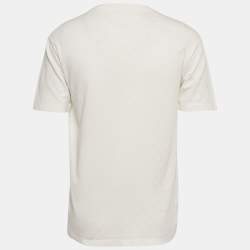 Pre Owned Louis Vuitton White Damier Jersey Crewneck T-Shirt M