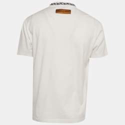 مملوكة مسبقًا Louis Vuitton White Chain Neck Intarsia Jersey Crewneck T-Shirt M