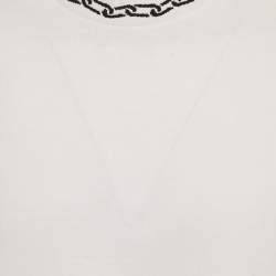 مملوكة مسبقًا Louis Vuitton White Chain Neck Intarsia Jersey Crewneck T-Shirt M