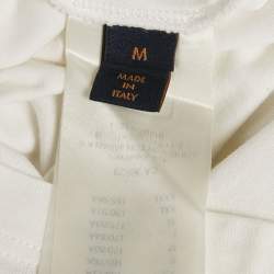 مملوكة مسبقًا Louis Vuitton White Chain Neck Intarsia Jersey Crewneck T-Shirt M