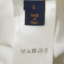 Pre Owned Louis Vuitton White Damier Jersey Crewneck T-Shirt S