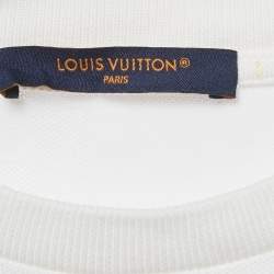 Pre Owned Louis Vuitton White Damier Jersey Crewneck T-Shirt S