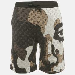 Pre Owned Louis Vuitton Grey Monogram Embossed Cotton Shorts L
