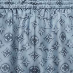 Pre Owned Louis Vuitton Blue Monogram Print Silk Shorts XL