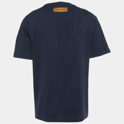 Pre Owned Louis Vuitton Navy Blue Monogram Jersey Ocean Beaded T-Shirt L
