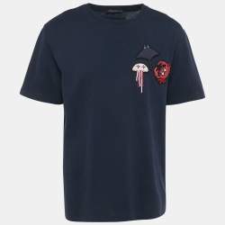 Pre Owned Louis Vuitton Navy Blue Monogram Jersey Ocean Beaded T-Shirt L