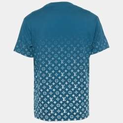 Pre Owned Louis Vuitton Blue Monogram Print Gradient Cotton T-Shirt XL