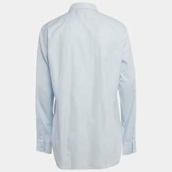 Pre Owned Louis Vuitton Blue Monogram Cotton Slim Fit Shirt XL