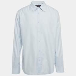 Pre Owned Louis Vuitton Blue Monogram Cotton Slim Fit Shirt XL