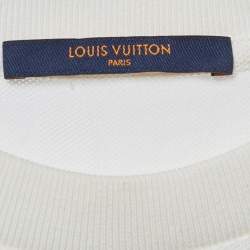Pre Owned Louis Vuitton White Damier Jersey Crewneck T-Shirt XL
