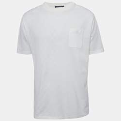 Pre Owned Louis Vuitton White Damier Jersey Crewneck T-Shirt XL
