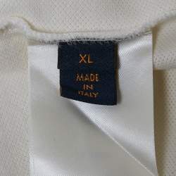 Pre Owned Louis Vuitton White Damier Jersey Crewneck T-Shirt XL