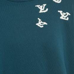 Pre Owned Louis Vuitton Blue Intarsia Cotton Knit Crewneck T-Shirt XL