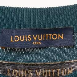 Pre Owned Louis Vuitton Blue Intarsia Cotton Knit Crewneck T-Shirt XL