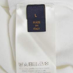 Pre Owned Louis Vuitton White Intarsia Cotton Knit Crewneck T-Shirt L