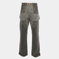 Pre Owned Louis Vuitton x Nigo Monogram Print Denim Jeans L Waist 34"