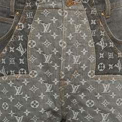 Pre Owned Louis Vuitton x Nigo Monogram Print Denim Jeans L Waist 34"