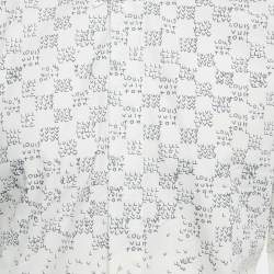 Pre Owned Louis Vuitton White Damier Cotton Long Sleeve Shirt XL