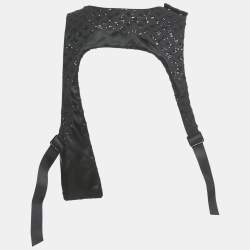 Pre Owned النسيج القطني المتوسط بتطريز شعار لويس فيتون الأسود ( مقاس متوسط )