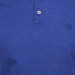 Pre Owned تي شيرت بولو لوي فيتون قطن مطرز شعار أزرق مقاس متوسط