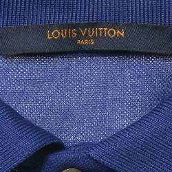 Pre Owned تي شيرت بولو لوي فيتون قطن مطرز شعار أزرق مقاس متوسط