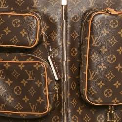 Pre Owned Louis Vuitton Brown Monogram Faux Leather Admiral Jacket L