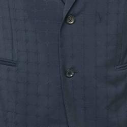 Pre Owned بدلة سروال صوف منقوشة لون كحلي من لويس فويتون مقاس كبير (لارج)