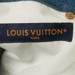 Pre Owned Louis Vuitton Blue Rope LV Patch Denim Shorts M/Waist 32"