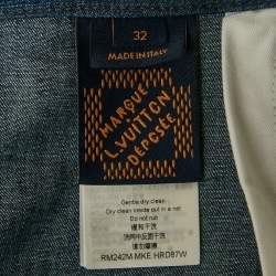 Pre Owned Louis Vuitton Blue Rope LV Patch Denim Shorts M/Waist 32"