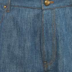 Pre Owned Louis Vuitton Blue Rope LV Patch Denim Shorts M/Waist 32"