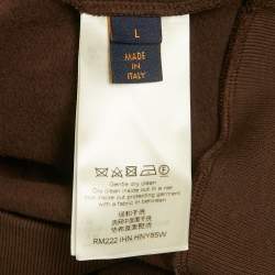 مملوكة مسبقًا سويتشرت قطن لوي فيتون بني رقعة نحل مقاس كبير - لارج