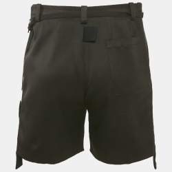 Pre Owned Louis Vuitton Black Gabardine Tape Shorts M/Waist 26"