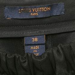 Pre Owned Louis Vuitton Black Gabardine Tape Shorts M/Waist 26"