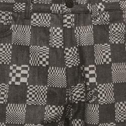 Pre Owned Louis Vuitton Black Damier Denim Jeans L/Waist 34"