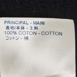 Pre Owned Louis Vuitton Navy Blue Knit Leather Trim Zip Up Jacket S