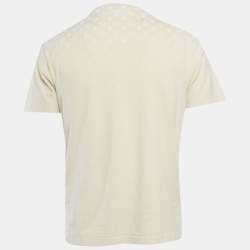 مملوكة مسبقًا تي شيرت لوي فيتون قطن كريمي بتدرج المونوغرام مقاس متوسط