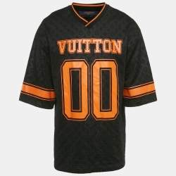 مملوكة مسبقًا تي شيرت لوي فيتون جيرسي برتقالي أسود مقاس كبير