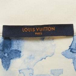 Pre Owned تي شيرت لوي فيتون قطن أزرق ألوان مائية مطبوع بالشعار مقاس كبير