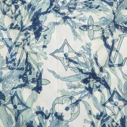 Pre Owned Louis Vuitton White /Blue Aqua Garden Monogram Button Up Shirt S