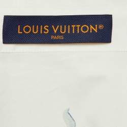 Pre Owned Louis Vuitton White /Blue Aqua Garden Monogram Button Up Shirt S