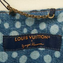 Pre Owned Louis Vuitton Blue Bleached Denim Rib Collar Shirt XL