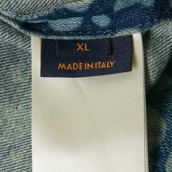 Pre Owned Louis Vuitton Blue Bleached Denim Rib Collar Shirt XL