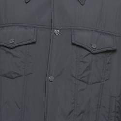 Pre Owned سترة لوي فيتون صوف مخطط أزرق كحلي وألياف صناعية قابلة للعكس مقاس كبير جدًا - إكس لارج