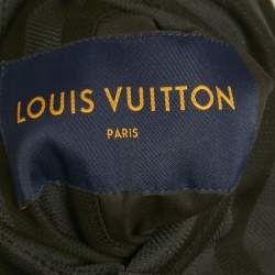 Pre Owned سترة لوي فيتون صوف مخطط أزرق كحلي وألياف صناعية قابلة للعكس مقاس كبير جدًا - إكس لارج