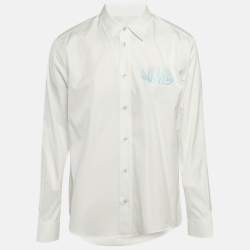 Pre Owned قميص لوي فيتون أكمام طويلة قطن طبعة أل في أبيض مقاس كبير جدا - إكس لارج