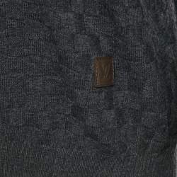 Pre Owned بلوفر لوي فيتون نيفي بلو صوف خليط بنقوش الأزهار مقاس كبير - لارج